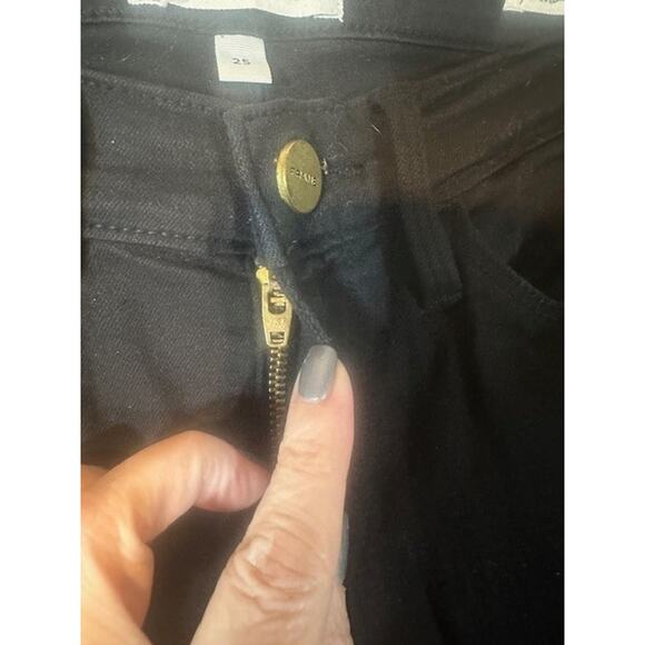 Frame Film Noir Black Forever Karlie Raw Hem Skinny Ankle Jeans Women Sz 25 - Picture 6 of 11